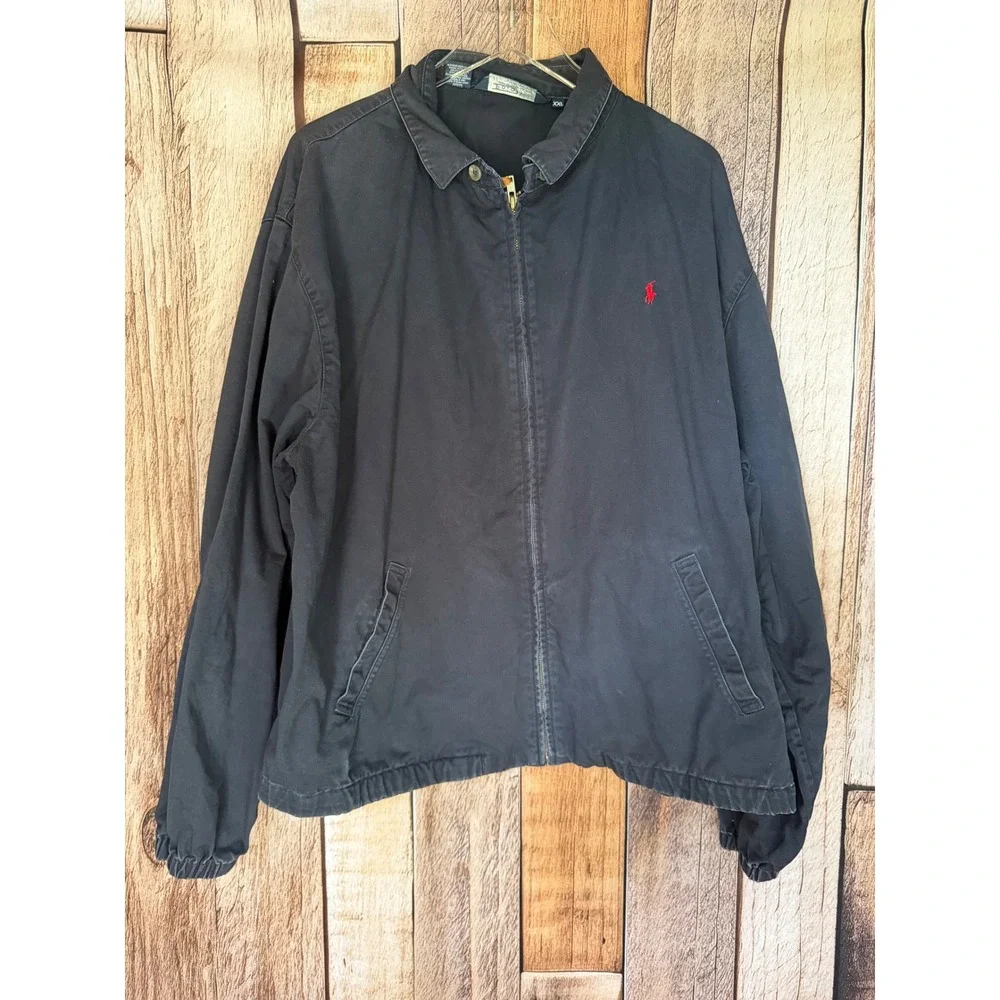 Polo Ralph Lauren Vintage Y2K Cotton Harrington Jacket Navy Distressed XXL